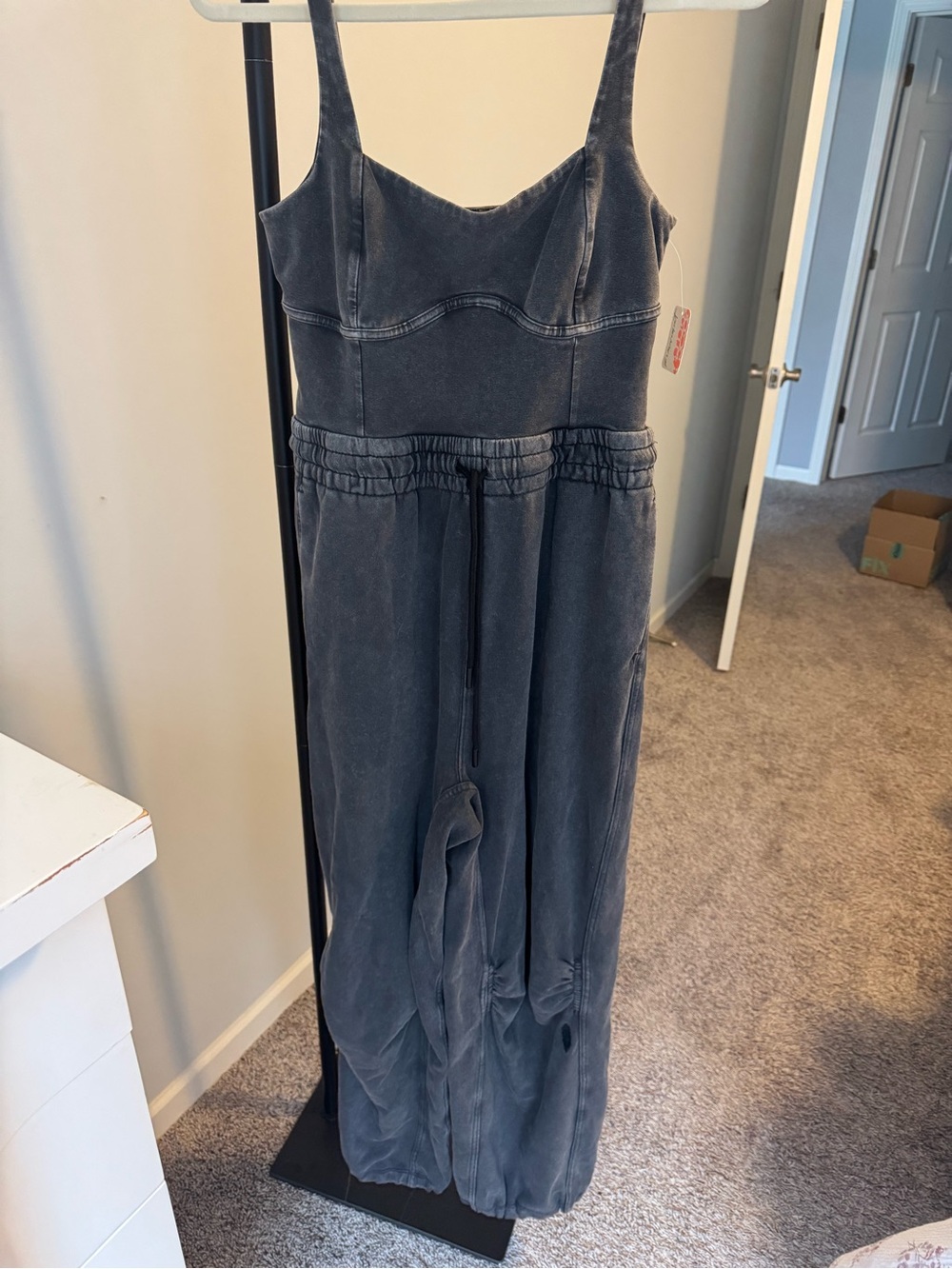 Free People Washed Black Wide-Leg Jumpsuit